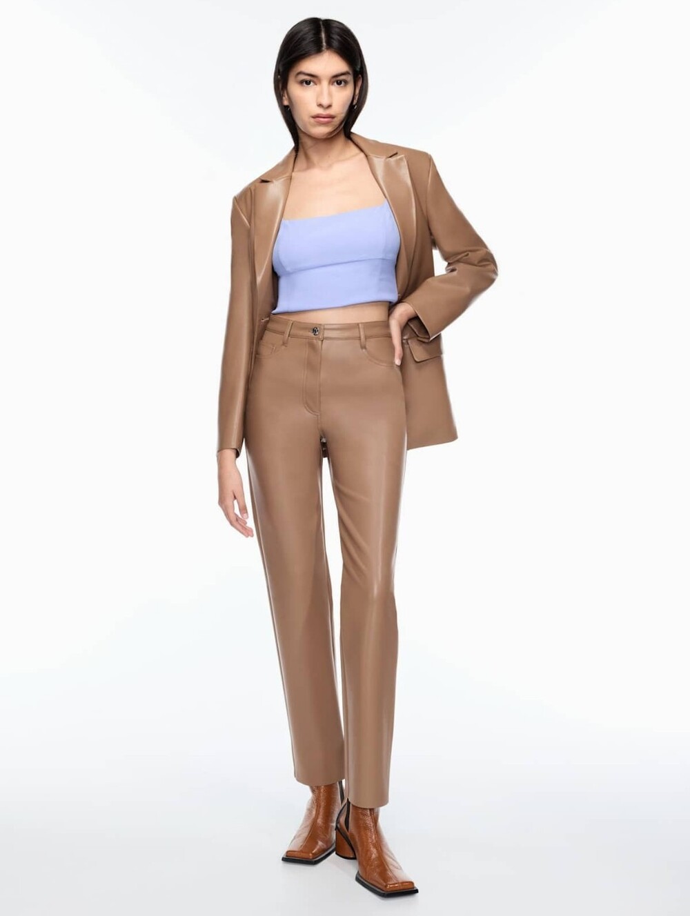 Aritzia Wilfred The Melina™ High-waisted Vegan Leather Pants in Constant Camel 4